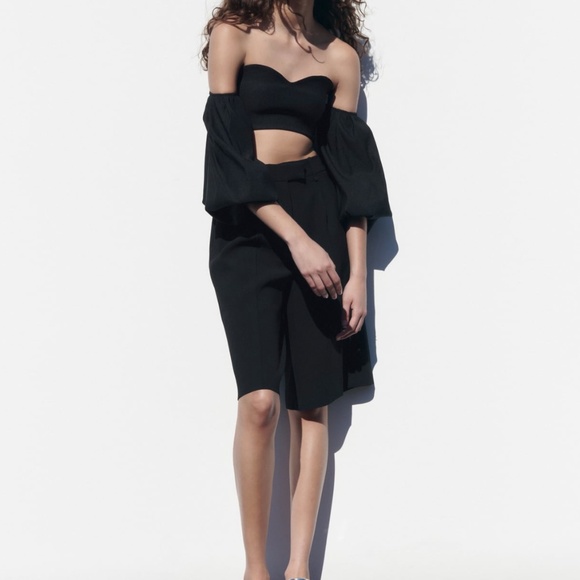 Zara limited edition balloon sleeves crop top you cannot miss - Picture 2 of 8